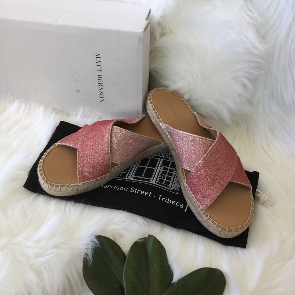 Matt Bernson Glitter Espadrille Slide Sandal